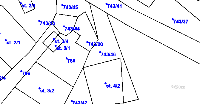 Parcela st. 743/46 v KÚ Pávice, Katastrální mapa