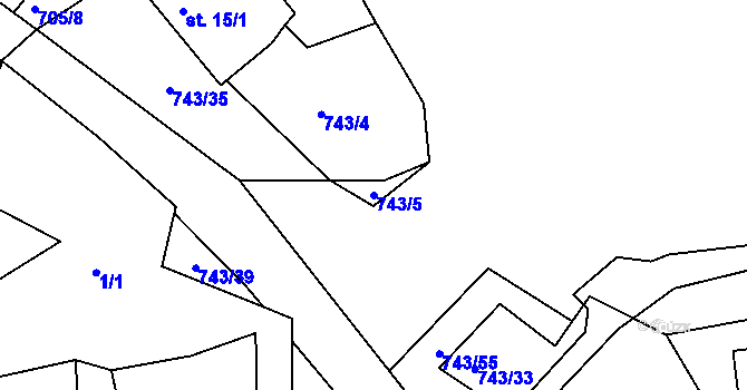Parcela st. 743/5 v KÚ Pávice, Katastrální mapa