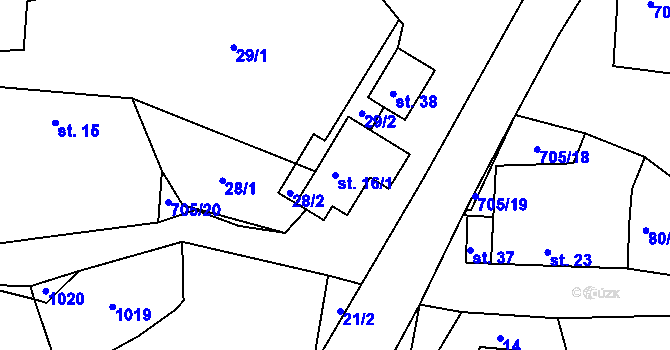 Parcela st. 16/1 v KÚ Kozlov u Ledče nad Sázavou, Katastrální mapa
