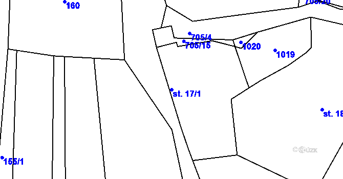 Parcela st. 17/1 v KÚ Kozlov u Ledče nad Sázavou, Katastrální mapa