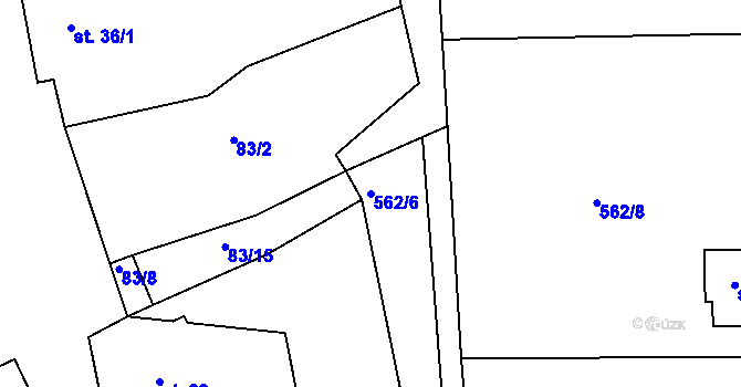 Parcela st. 562/6 v KÚ Kozlov u Ledče nad Sázavou, Katastrální mapa