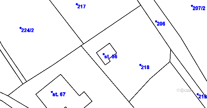 Parcela st. 56 v KÚ Svinná u České Třebové, Katastrální mapa
