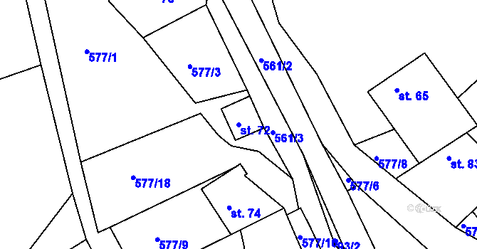 Parcela st. 72 v KÚ Svinná u České Třebové, Katastrální mapa