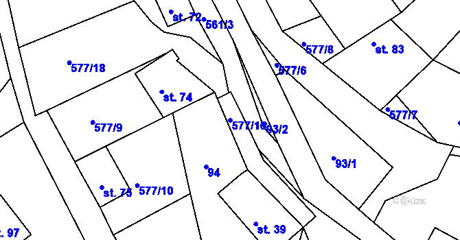 Parcela st. 577/16 v KÚ Svinná u České Třebové, Katastrální mapa