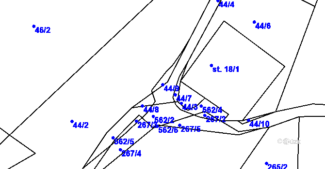 Parcela st. 44/9 v KÚ Svinná u České Třebové, Katastrální mapa