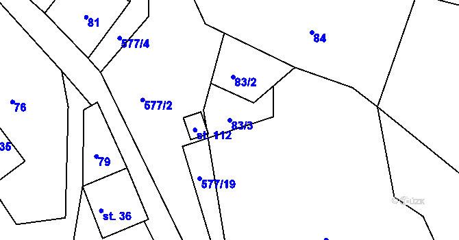 Parcela st. 83/3 v KÚ Svinná u České Třebové, Katastrální mapa