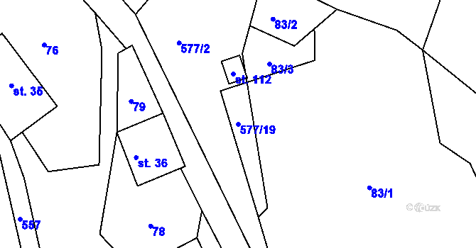 Parcela st. 577/19 v KÚ Svinná u České Třebové, Katastrální mapa