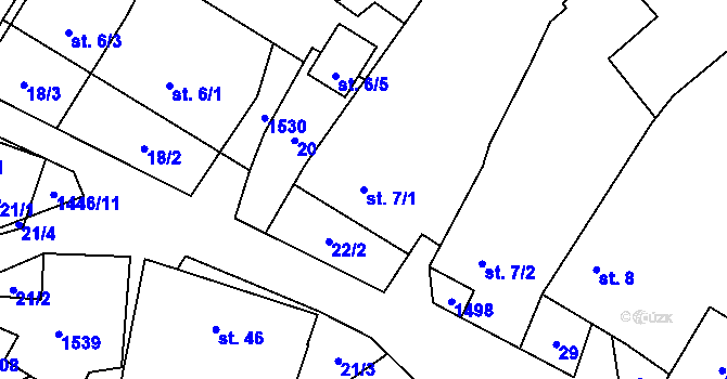 Parcela st. 7/1 v KÚ Kozlov u Jihlavy, Katastrální mapa