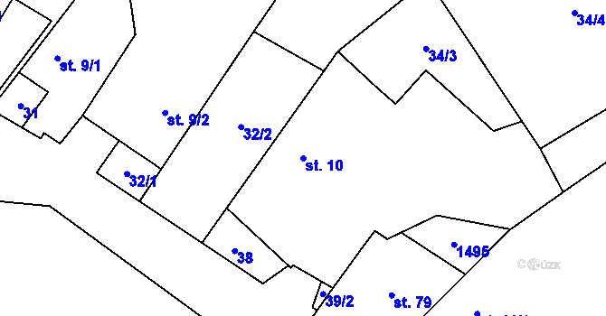 Parcela st. 10 v KÚ Kozlov u Jihlavy, Katastrální mapa