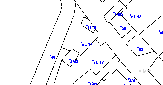 Parcela st. 17 v KÚ Kozlov u Jihlavy, Katastrální mapa