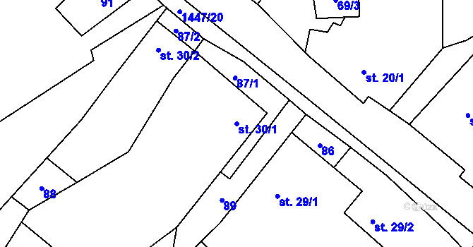Parcela st. 30/1 v KÚ Kozlov u Jihlavy, Katastrální mapa