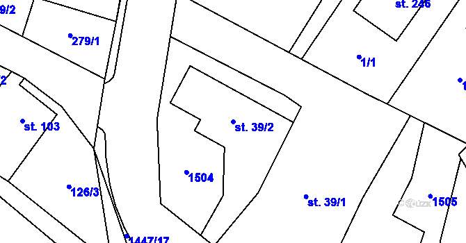 Parcela st. 39/2 v KÚ Kozlov u Jihlavy, Katastrální mapa