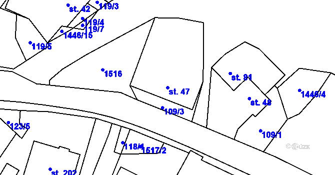 Parcela st. 47 v KÚ Kozlov u Jihlavy, Katastrální mapa