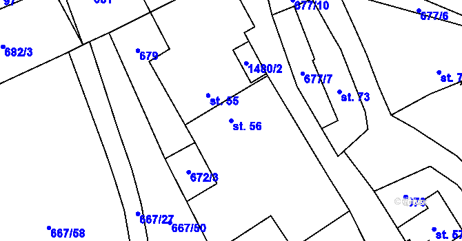 Parcela st. 56 v KÚ Kozlov u Jihlavy, Katastrální mapa