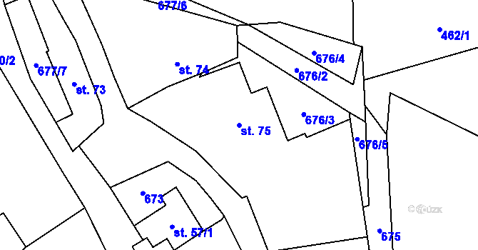 Parcela st. 75 v KÚ Kozlov u Jihlavy, Katastrální mapa
