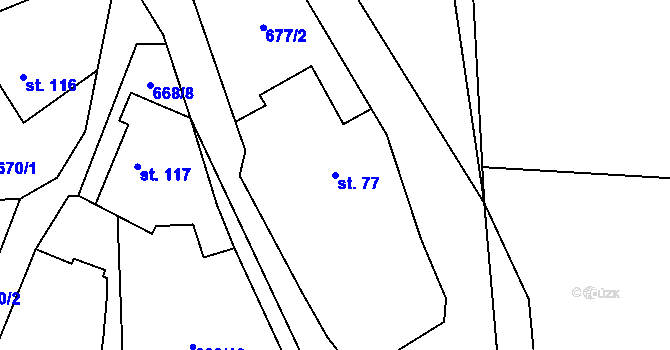 Parcela st. 77 v KÚ Kozlov u Jihlavy, Katastrální mapa
