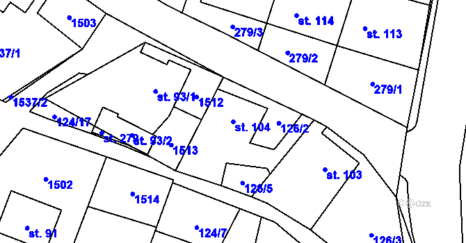 Parcela st. 104 v KÚ Kozlov u Jihlavy, Katastrální mapa