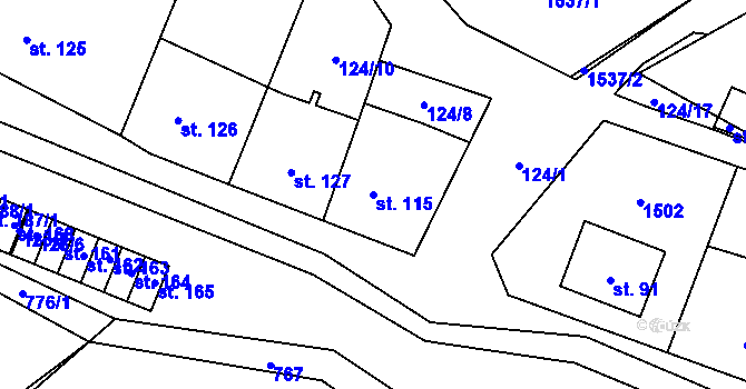 Parcela st. 115 v KÚ Kozlov u Jihlavy, Katastrální mapa