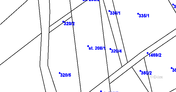Parcela st. 208/1 v KÚ Kozlov u Jihlavy, Katastrální mapa