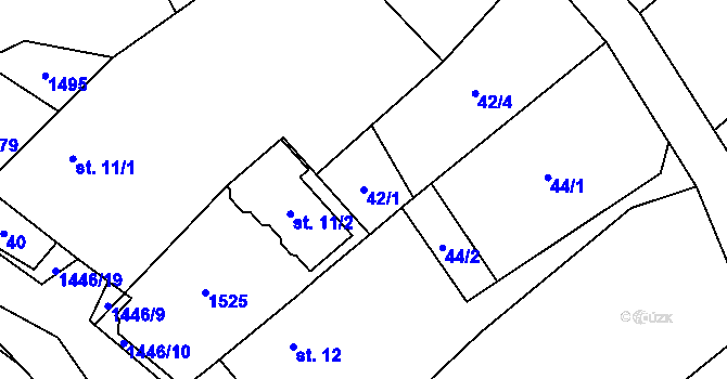 Parcela st. 42/1 v KÚ Kozlov u Jihlavy, Katastrální mapa