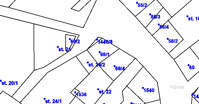Parcela st. 69/1 v KÚ Kozlov u Jihlavy, Katastrální mapa