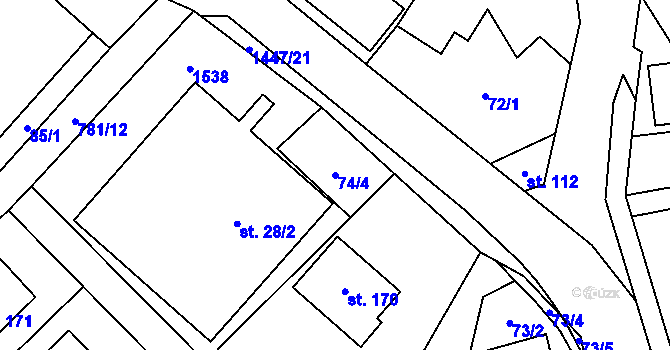 Parcela st. 74/4 v KÚ Kozlov u Jihlavy, Katastrální mapa