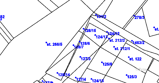 Parcela st. 128/6 v KÚ Kozlov u Jihlavy, Katastrální mapa