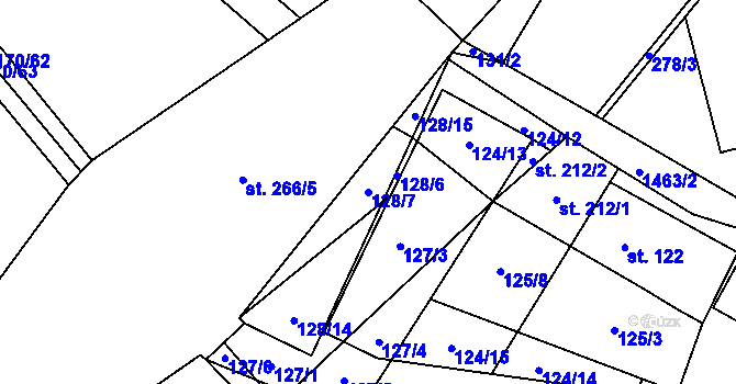 Parcela st. 128/7 v KÚ Kozlov u Jihlavy, Katastrální mapa