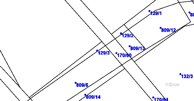Parcela st. 129/3 v KÚ Kozlov u Jihlavy, Katastrální mapa
