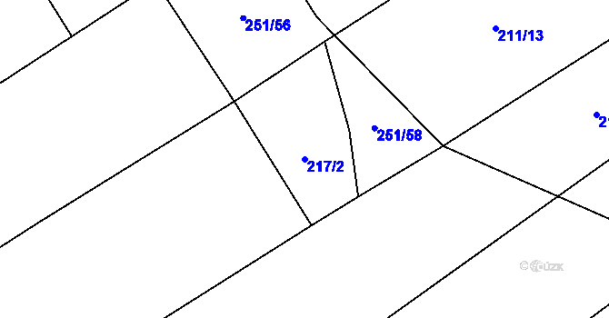 Parcela st. 217/2 v KÚ Kozlov u Jihlavy, Katastrální mapa