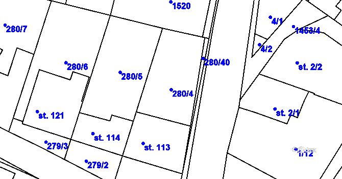 Parcela st. 280/4 v KÚ Kozlov u Jihlavy, Katastrální mapa