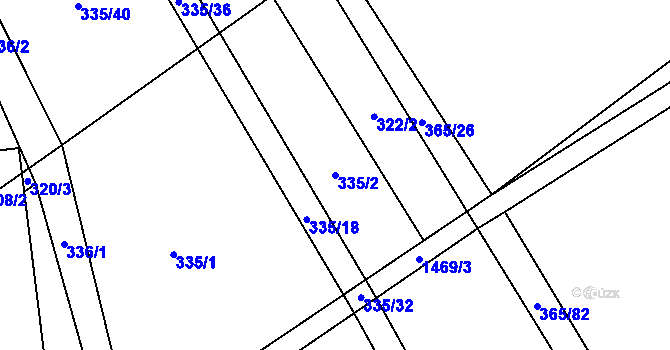 Parcela st. 335/2 v KÚ Kozlov u Jihlavy, Katastrální mapa