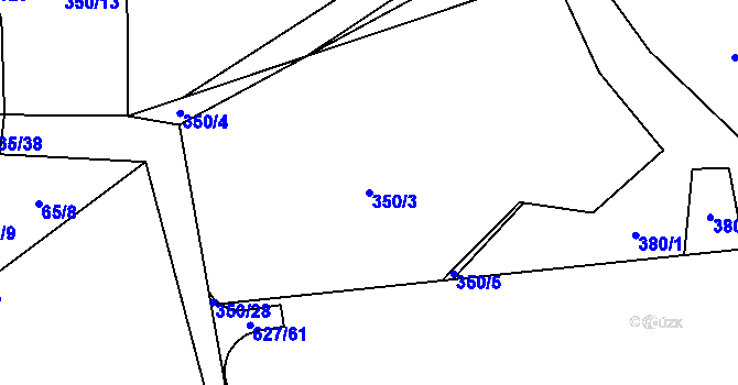 Parcela st. 350/3 v KÚ Kozlov u Jihlavy, Katastrální mapa