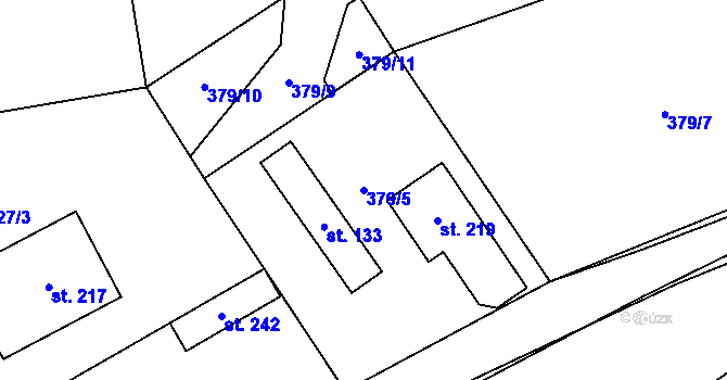 Parcela st. 379/5 v KÚ Kozlov u Jihlavy, Katastrální mapa