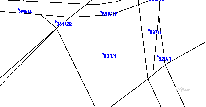 Parcela st. 831/1 v KÚ Kozlov u Jihlavy, Katastrální mapa