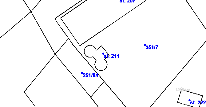 Parcela st. 211 v KÚ Kozlov u Jihlavy, Katastrální mapa
