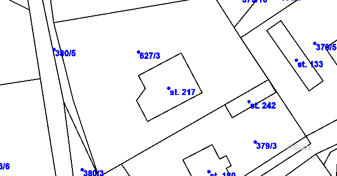 Parcela st. 217 v KÚ Kozlov u Jihlavy, Katastrální mapa