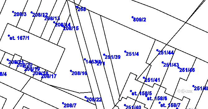 Parcela st. 251/39 v KÚ Kozlov u Jihlavy, Katastrální mapa