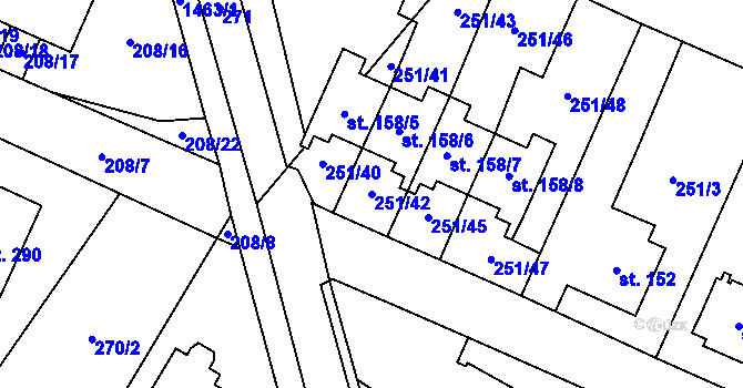 Parcela st. 251/42 v KÚ Kozlov u Jihlavy, Katastrální mapa