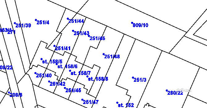 Parcela st. 251/48 v KÚ Kozlov u Jihlavy, Katastrální mapa