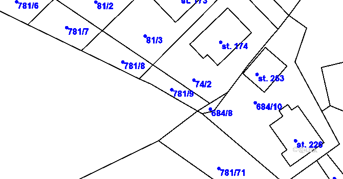 Parcela st. 781/9 v KÚ Kozlov u Jihlavy, Katastrální mapa
