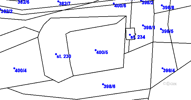 Parcela st. 400/5 v KÚ Kozlov u Jihlavy, Katastrální mapa