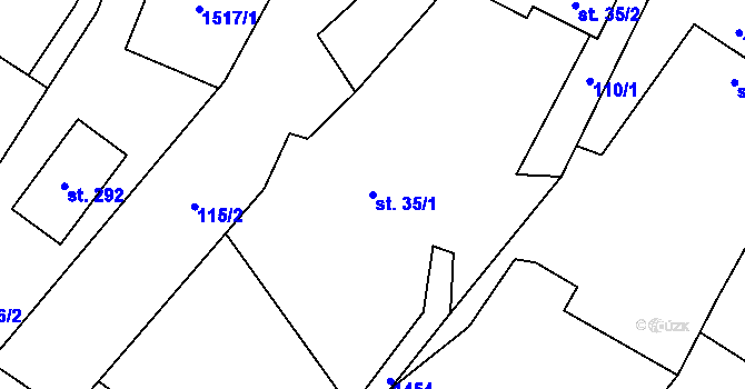 Parcela st. 35/1 v KÚ Kozlov u Jihlavy, Katastrální mapa