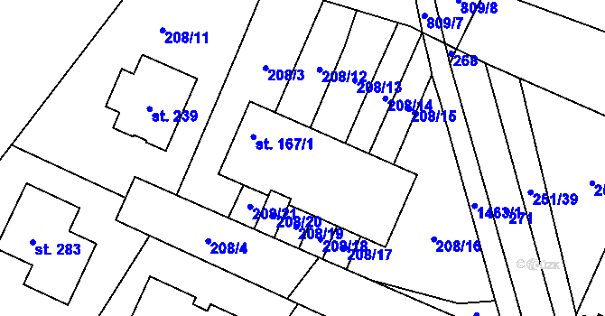Parcela st. 167/4 v KÚ Kozlov u Jihlavy, Katastrální mapa