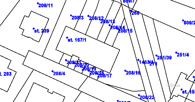 Parcela st. 167/6 v KÚ Kozlov u Jihlavy, Katastrální mapa