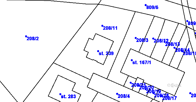 Parcela st. 239 v KÚ Kozlov u Jihlavy, Katastrální mapa