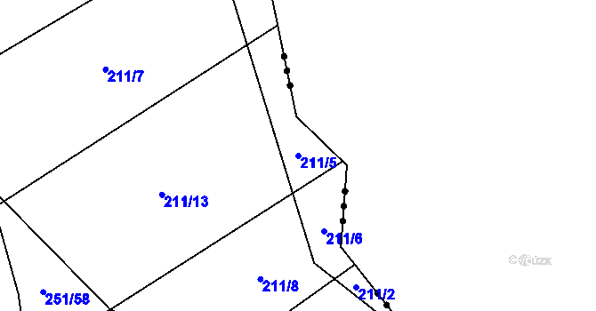 Parcela st. 211/5 v KÚ Kozlov u Jihlavy, Katastrální mapa