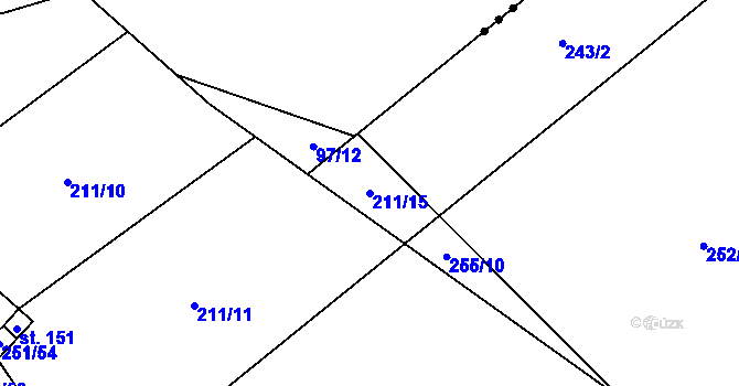 Parcela st. 211/15 v KÚ Kozlov u Jihlavy, Katastrální mapa