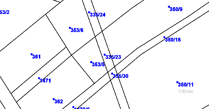Parcela st. 335/23 v KÚ Kozlov u Jihlavy, Katastrální mapa