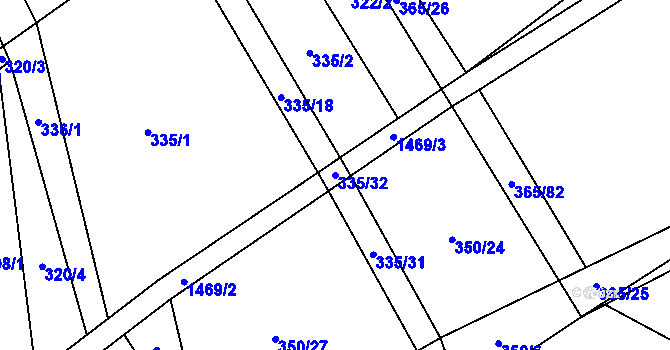 Parcela st. 335/32 v KÚ Kozlov u Jihlavy, Katastrální mapa
